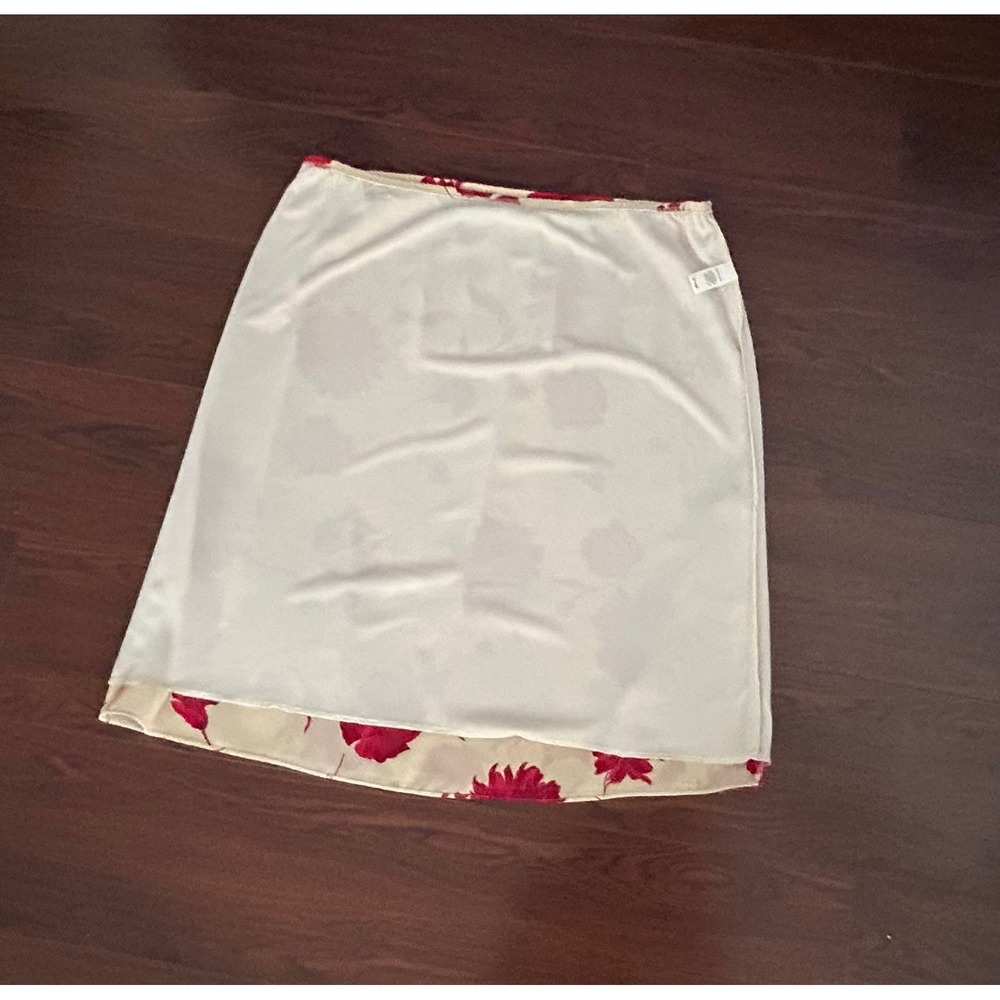 Omega Vintage 2 Piece Set Womens 2X Cream Red Floral Top and Midi Skirt USA - Picture 11 of 12